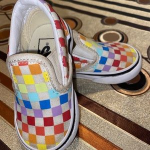 Colored checkered slip on vans